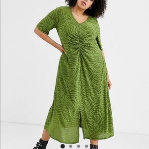 ASOS plus size green zebra print midi dress